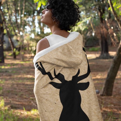 Rustic Black Deer  Kraft  Family Name Fleece Blanket
