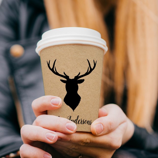 Rustic Black Deer | Kraft | Family Name Paper Cups (Creator Uploaded)