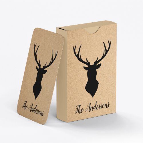 Rustic Black Deer  Kraft  Family Name Poker Cards