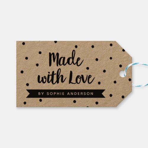 Rustic Black Dots Made with Love Kraft Gift Tags