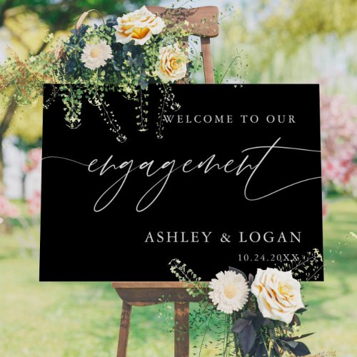 Rustic Black Engagement Party Welcome Sign