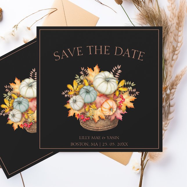 Rustic Black Fall Pumpkin Autumn Save the Date (Creator Uploaded)