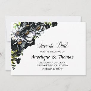 Rustic Black Floral Wedding Save The Date