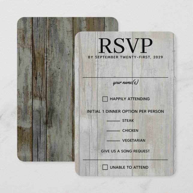 Rustic Black Forest Food Choices RSVP Card (Front/Back)