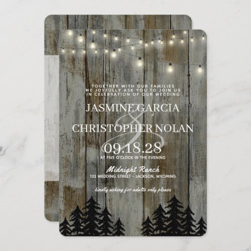Rustic Black Forest with QR Code Wedding Invitation