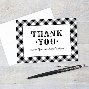 Rustic Black Gingham BBQ Wedding Thank You Card