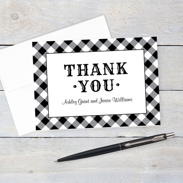 Rustic Black Gingham BBQ Wedding Thank You Card (Creator Uploaded)