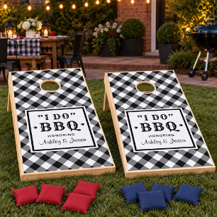 Rustic Black Gingham I Do BBQ Wedding Cornhole Set