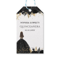 Rustic Black Gold Floral Princess Quinceanera  Gift Tags
