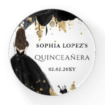 Rustic Black Gold Floral Princess Quinceanera   Paperweight