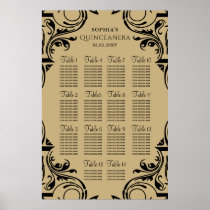 Rustic Black Gold seating plan poster