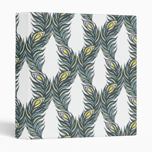 Rustic black, green and white Peacock feathers 3 Ring Binder