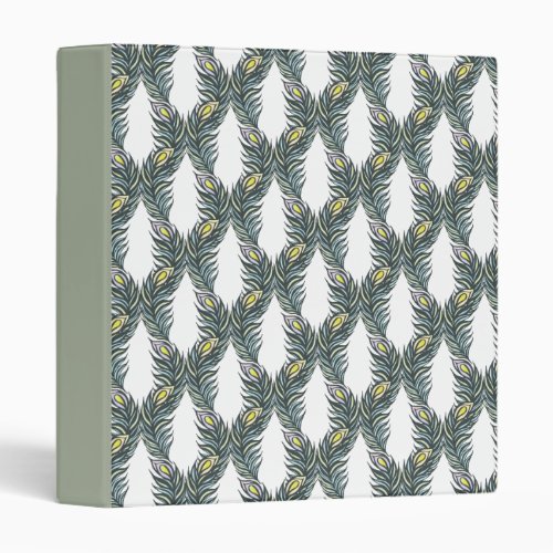 Rustic black green and white Peacock feathers 3 Ring Binder