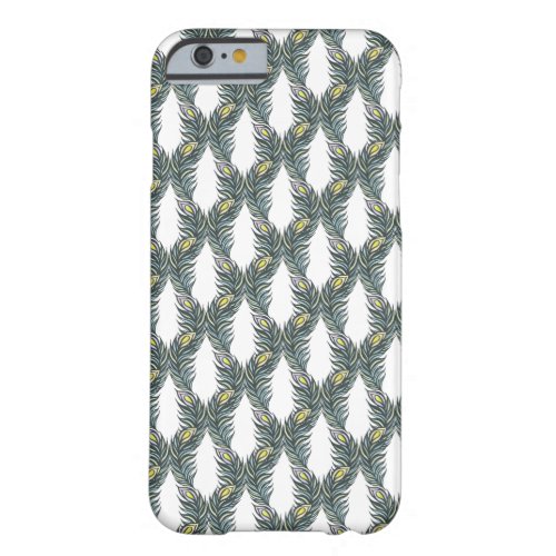 Rustic black green and white Peacock feathers Barely There iPhone 6 Case