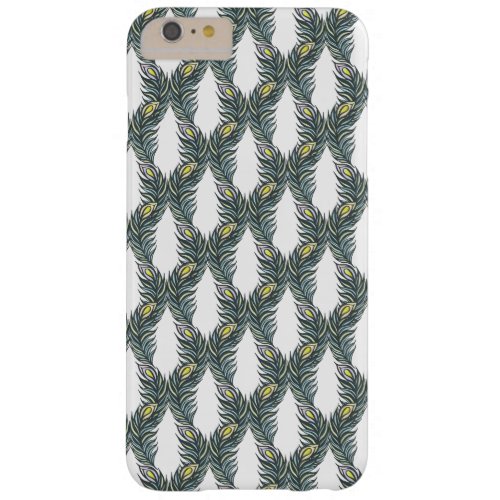 Rustic black green and white Peacock feathers Barely There iPhone 6 Plus Case