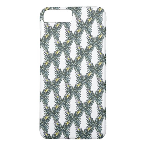 Rustic black green and white Peacock feathers iPhone 8 Plus7 Plus Case