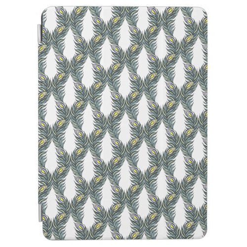 Rustic black green and white Peacock feathers iPad Air Cover