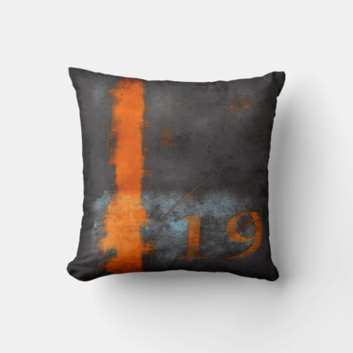 Rustic Black Grey Orange with a stripe and 19 Throw Pillow