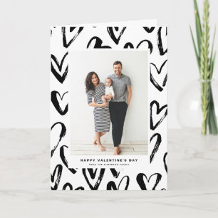 Rustic Black Hearts Pattern Happy Valentine's Day Holiday Card