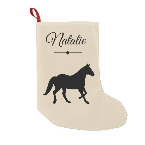 Rustic Black Horse Silhouette  Name Small Christmas Stocking