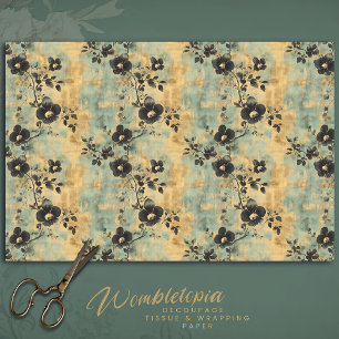 Rustic Black & Ivory Wildflowers on Sage Green Tissue Paper