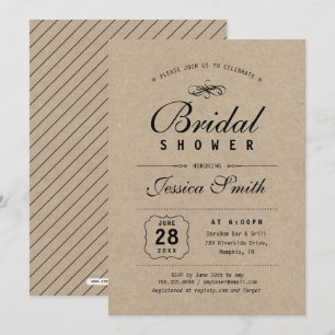 Rustic Black & Kraft Elegant Bridal Shower Invitation