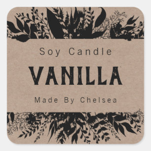 Rustic Black Kraft Scented Soy Candle Melt Labels