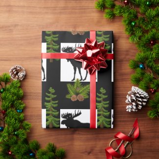 Rustic Black Moose and Fir Tree Christmas 