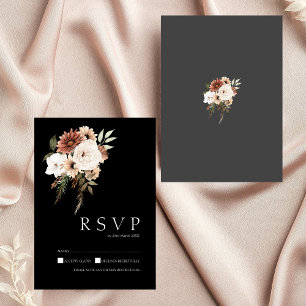 Rustic Black Peach Terracotta RSVP Wedding Card