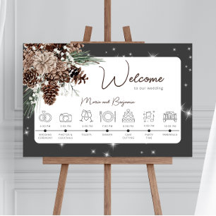 Rustic Black Pine Winter Sparkle Order of Events Foam Board