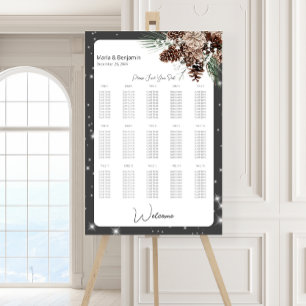 Rustic Black Pine Winter Sparkle Seating Chart Foam Board