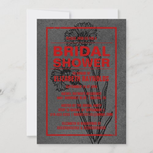 Rustic Black &amp; Red Bridal Shower Invitations