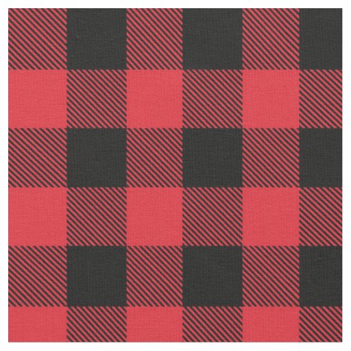 Rustic Black Red Buffalo Plaid  Fabric