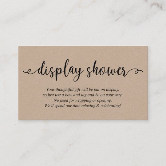 Rustic Black Script, Display Shower Enclosure Card 