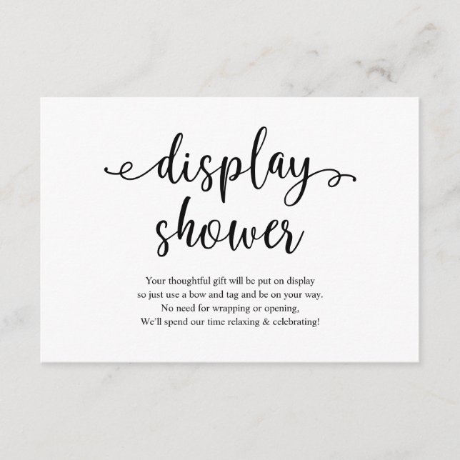 Rustic black script, Display Shower Enclosure Card (Front)
