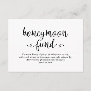 Rustic black script, Wedding Honeymoon Fund wish Enclosure Card