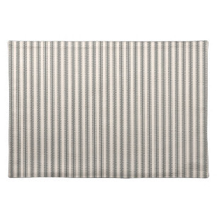 Rustic Black Striped French Ticking Cloth Placemat