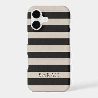 Rustic Black Stripes Monogrammed iPhone 17 Case
