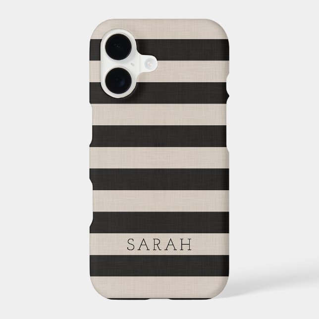Rustic Black Stripes Monogrammed Case-Mate iPhone Case (Back)