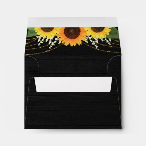 Rustic Black Sunflower RSVP Card Return Address Envelope