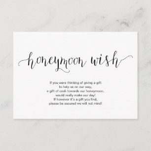 Rustic black typeface, Wedding Honeymoon Wish Fund Enclosure Card