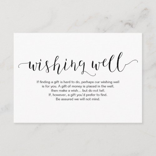 Rustic black typeface Wedding Wishing Well Enclosure Card