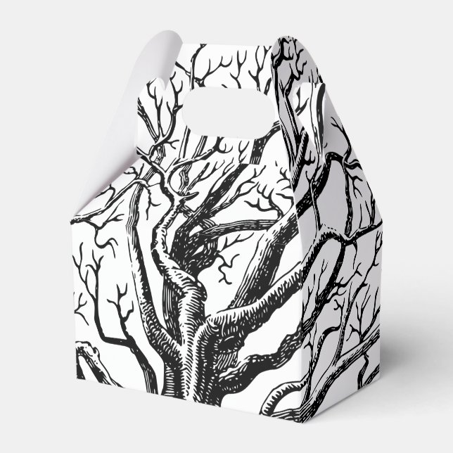 Rustic Black & White Abstract Tree Branches  Favor Boxes (Front Side)