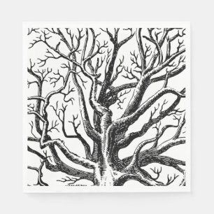 Rustic Black & White Abstract Tree Branches Napkins