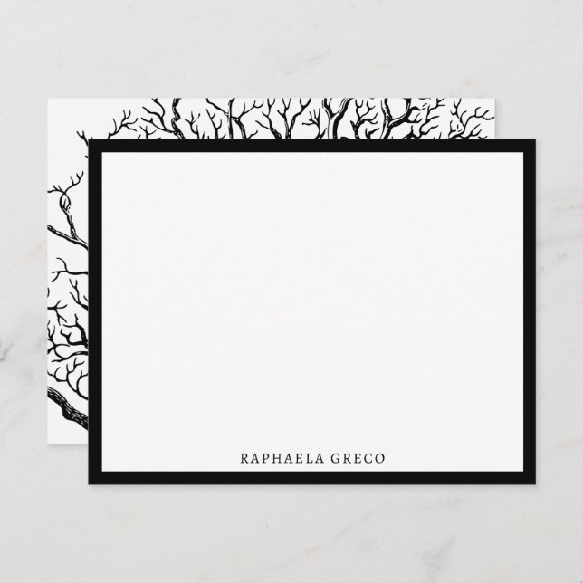 Rustic Black & White Abstract Tree Branches  Note Card (Front/Back)