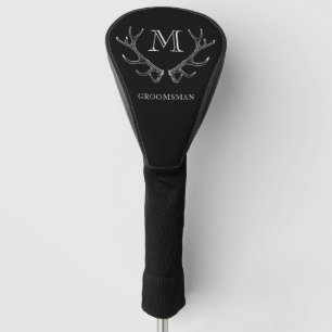 Rustic Black & White Antler Custom Groomsmen Gift Golf Head Cover