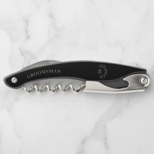 Rustic Black & White Antler Custom Groomsmen Gift Waiter's Corkscrew