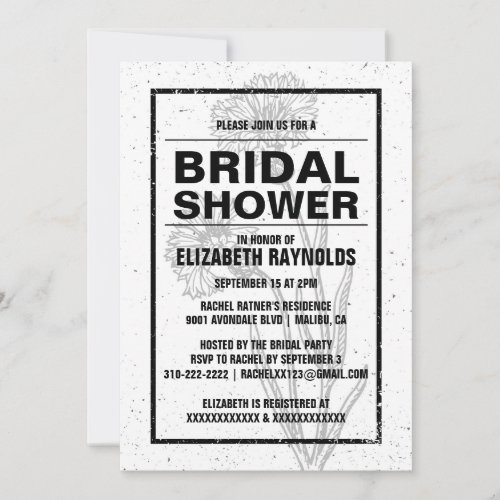 Rustic Black &amp; White Bridal Shower Invitations