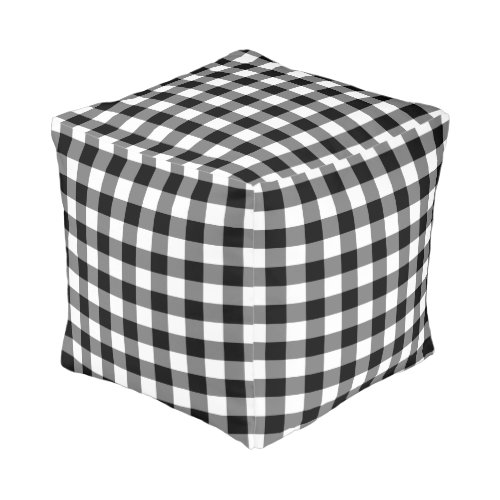 Rustic Black White Buffalo Check Pattern Pouf