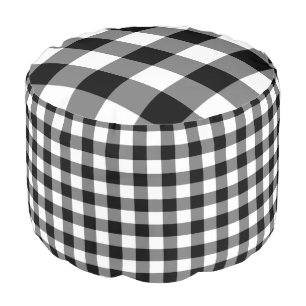 Rustic Black White Buffalo Check Pattern Pouf